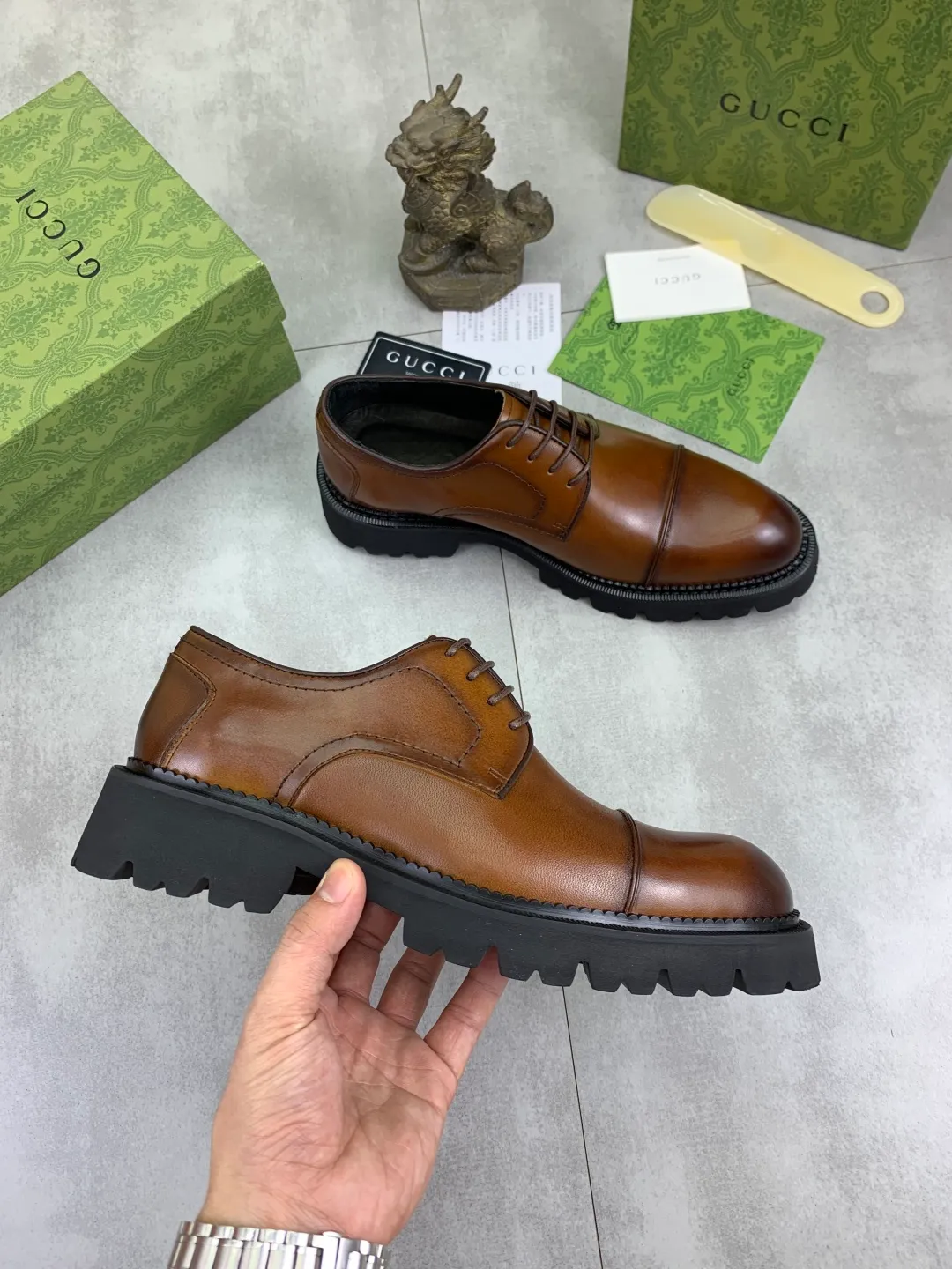 Men's Men's Shoes 💰P580 [New Style] 💰💎💎💎 [Gucci] GUCCI high-end men's formal business leather shoes, original order 1:1! Original imported high-end calfskin, original metal buckle, imported first-layer pigskin lining for feet, original high-end outsole, men's shoe size: 38-44